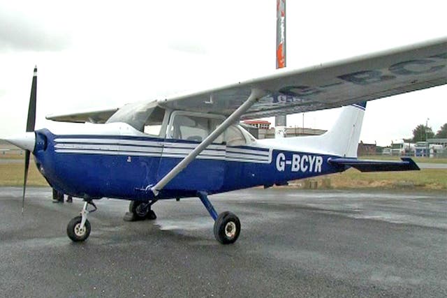 The Cessna 172 light aircraft which passenger John Wildey landed at Humberside Airport