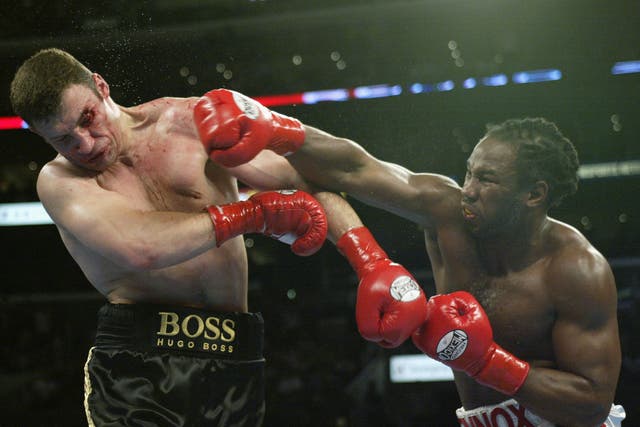 Lennox Lewis hasn't fought since 2003 when he beat Vitali Klitschko after he suffered a cut above his left eye