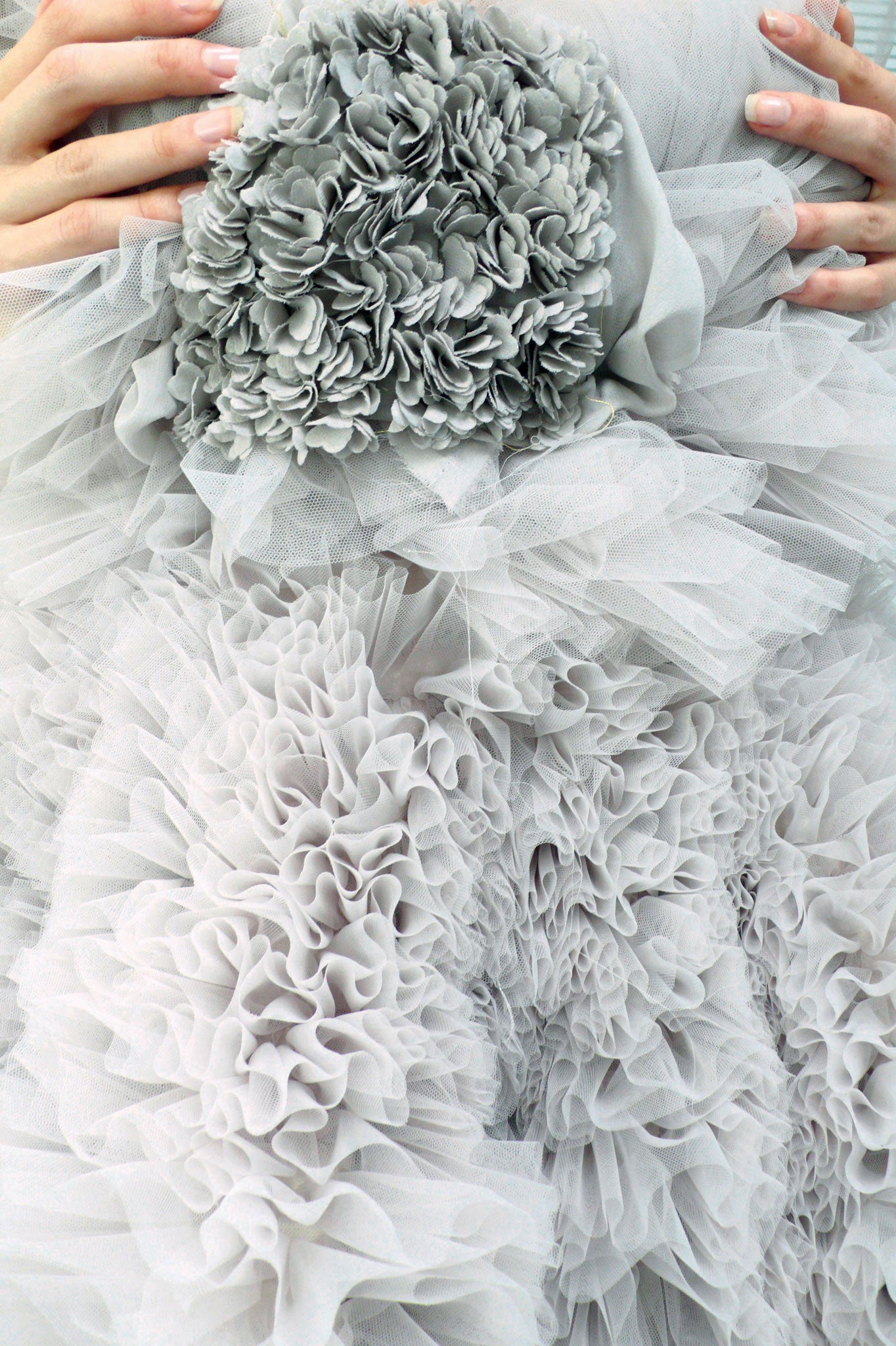 Chrysanthemum flowers inspired Valli to create this ruffled dress