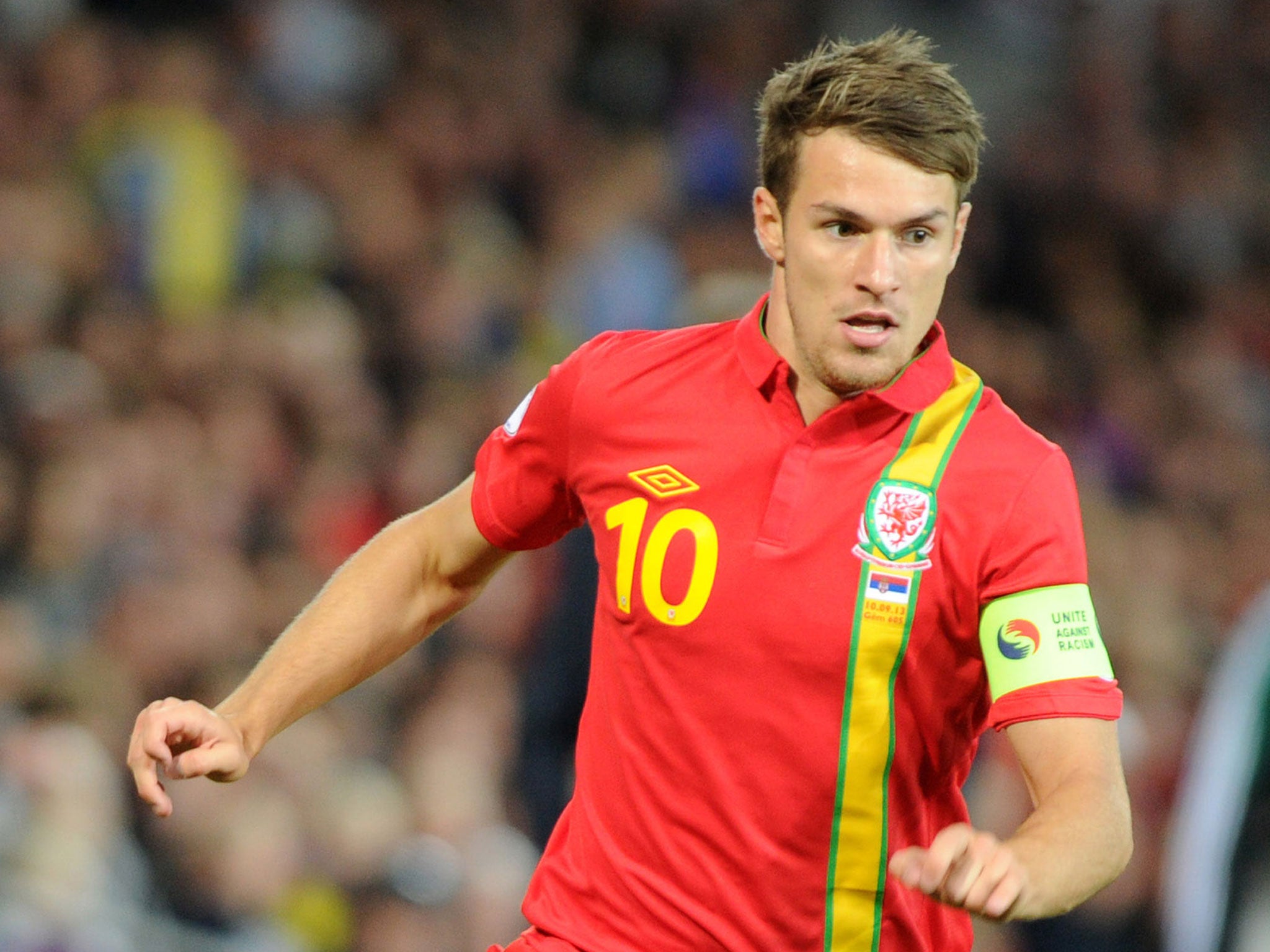 Aaron Ramsey will lead the line for Wales against Macedonia