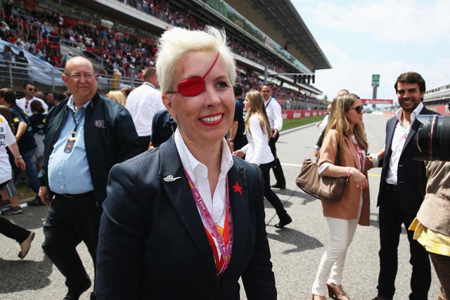 María de Villota is seen on the grid before the Spanish Formula One Grand Prix at the Circuit de Catalunya back in May