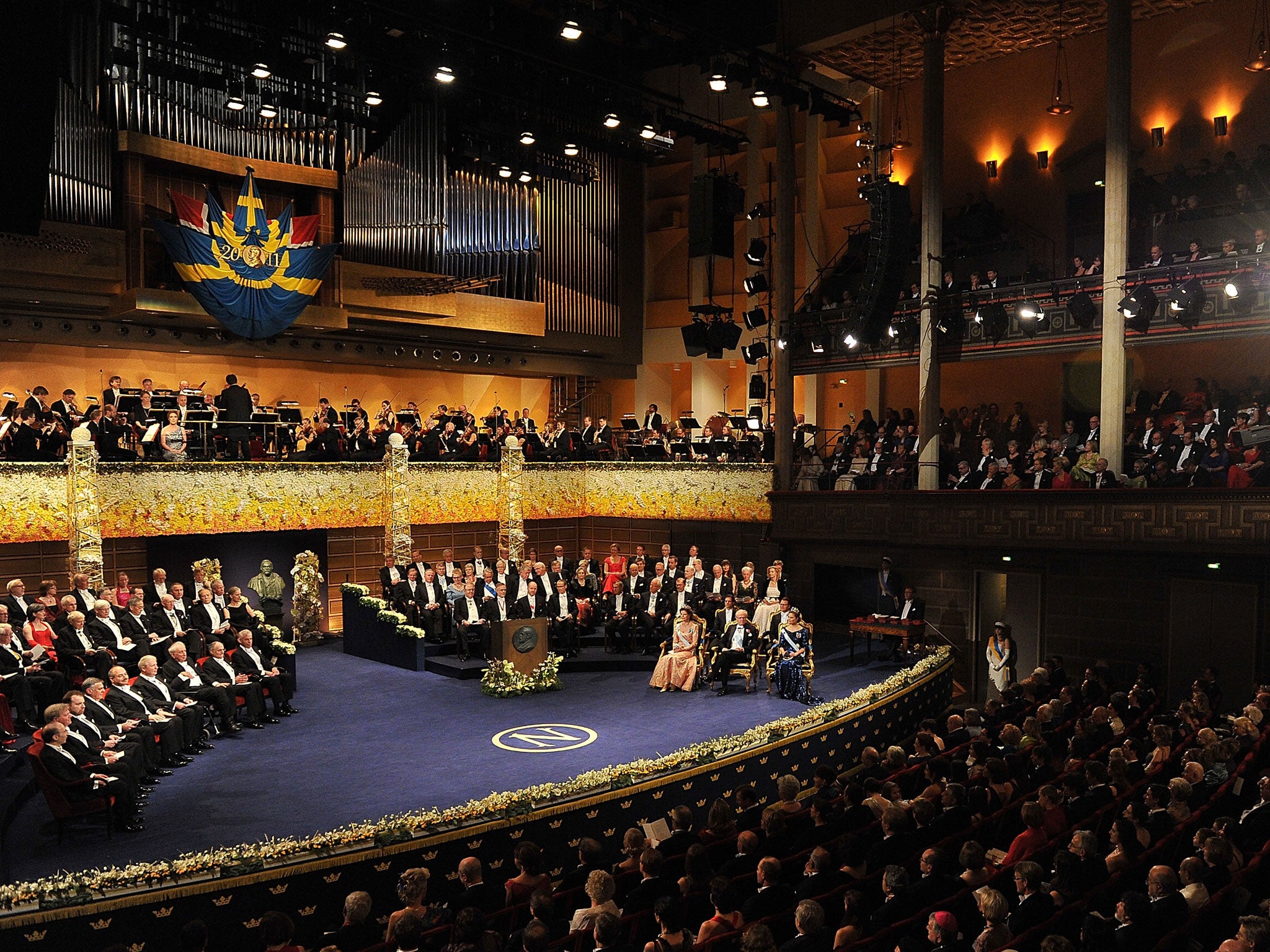 A general view of the Nobel Prize Award Ceremony at Stockholm Concert Hall on December 10, 2011
