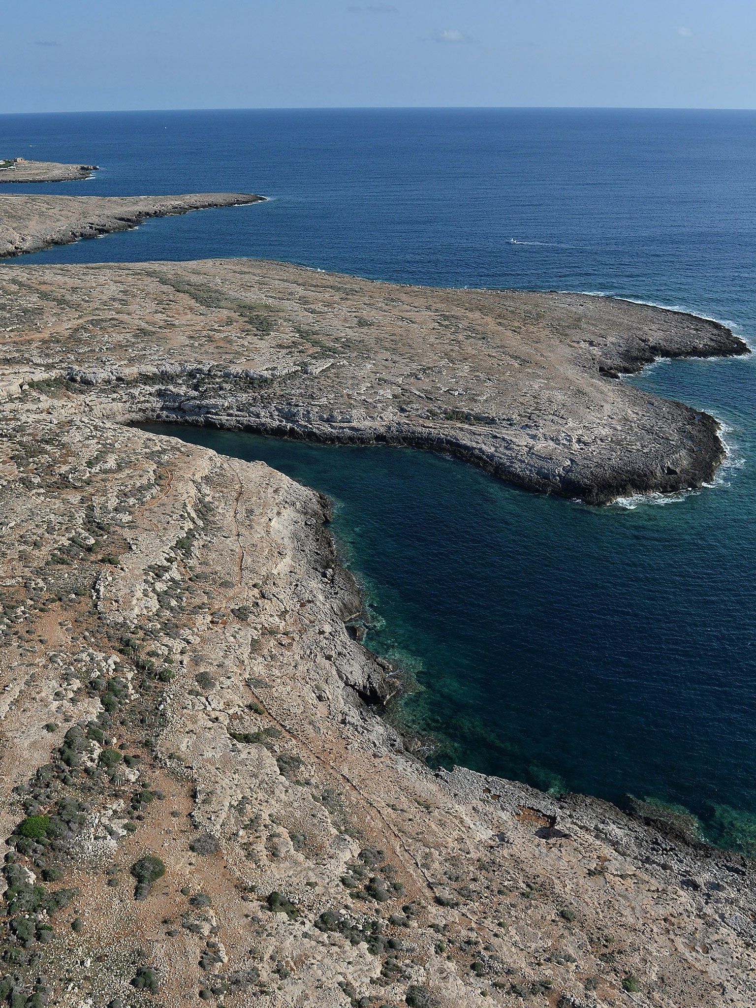 A section of the coast of the Italian island of Lampedusa where searches are being carried out
