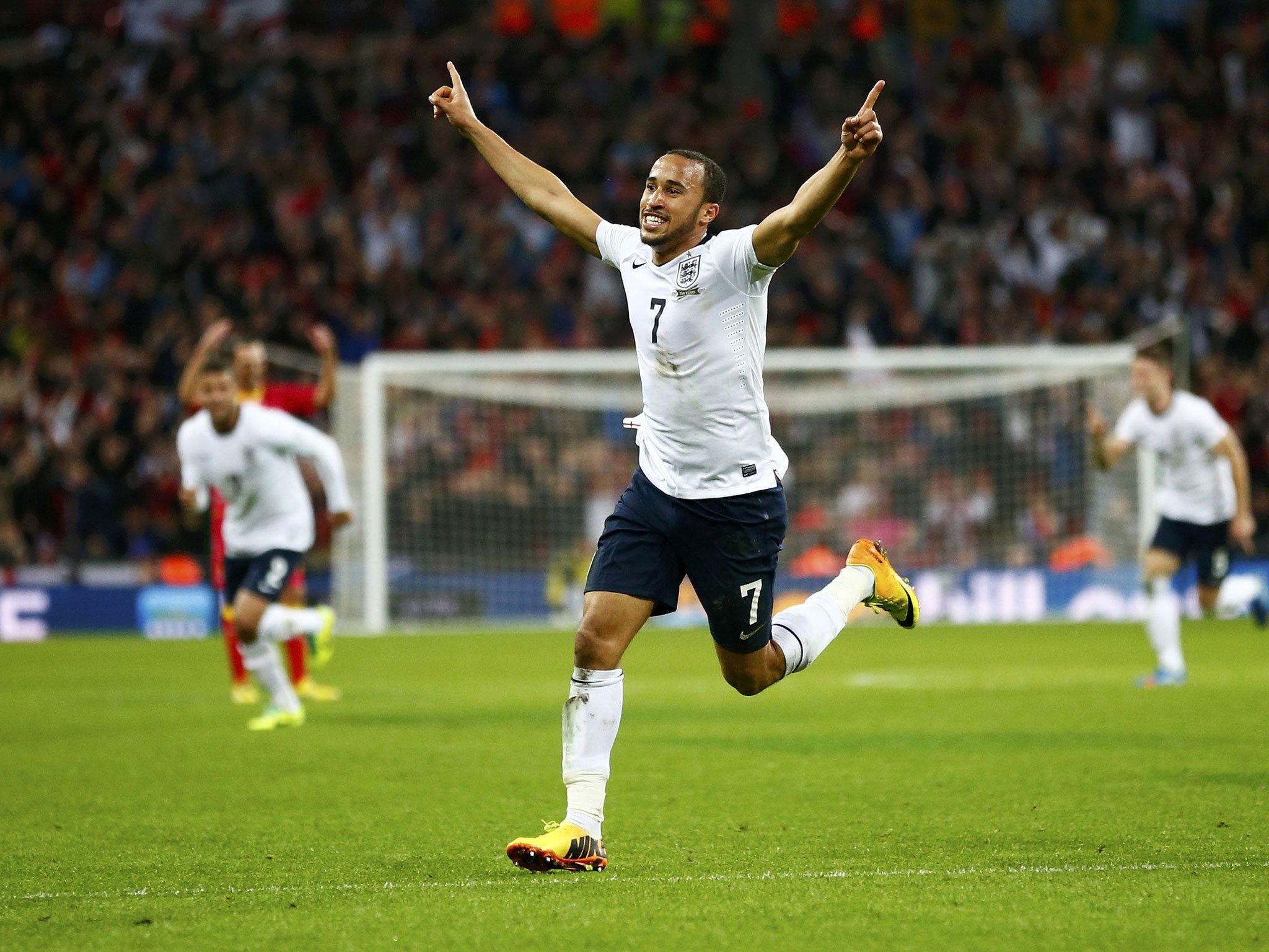 Andros Townsend celebrates his first England goal on his international debut