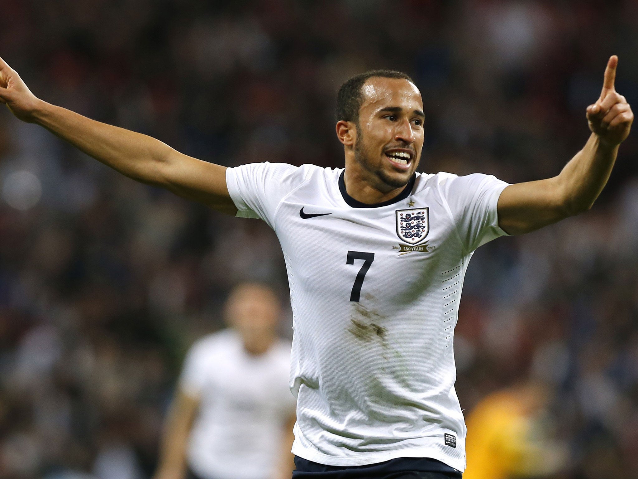 Andros Townsend celebrates his goal at Wembley