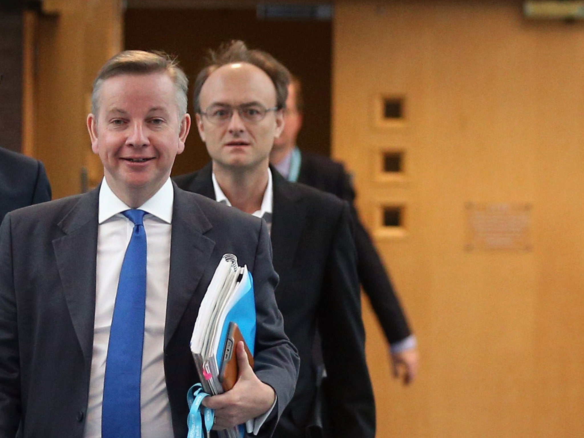 Dominic Cummings, pictured here with Michael Gove has hit out at Sir Michael Wilshaw