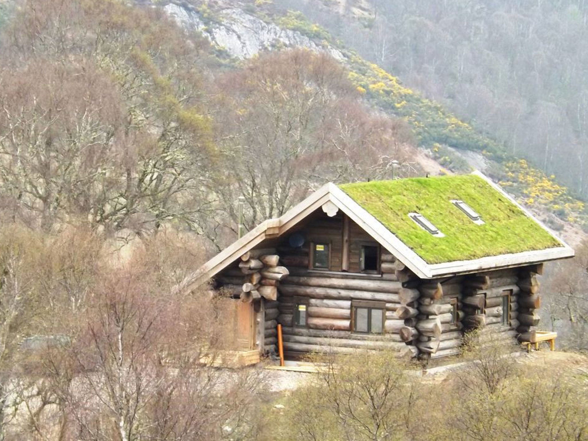 Hut stuff: Eagle Brae’s cabins have turf roofs, helping the interiors stay cosy