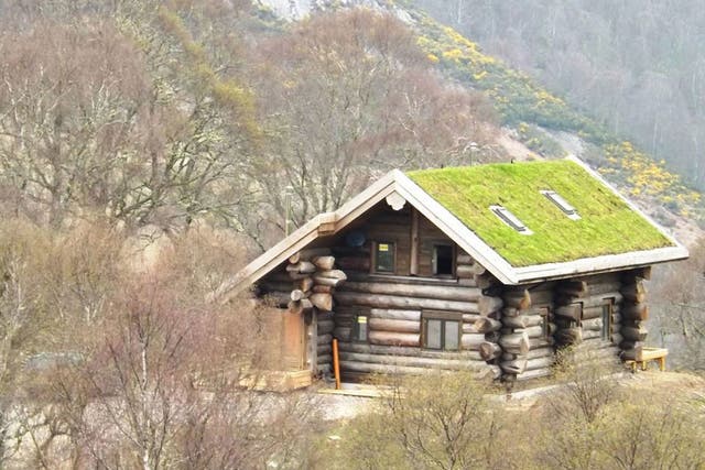Hut stuff: Eagle Brae’s cabins have turf roofs, helping the interiors stay cosy