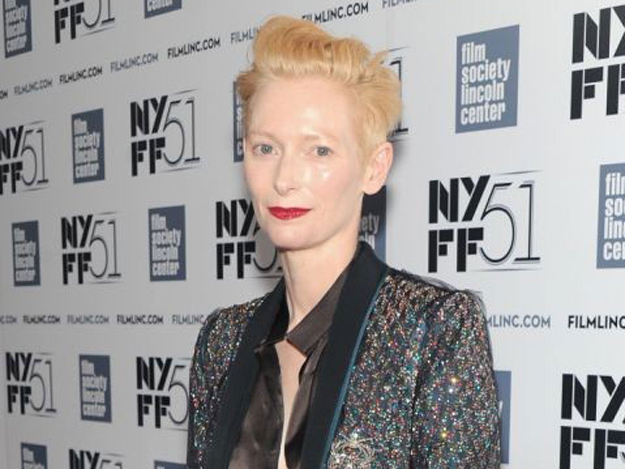 Swinton flew a rainbow flag in the Red Square earlier this year to show her solidarity with the LGBT community