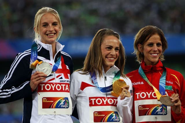 Hannah England with her silver medal in the London Olympics
