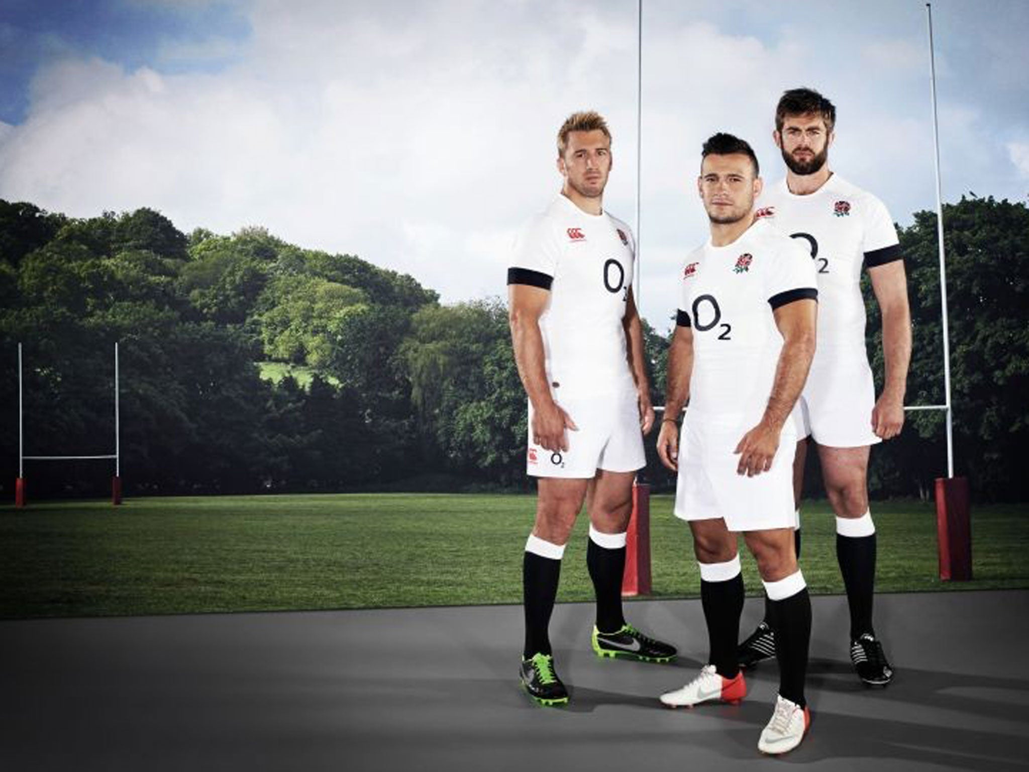 white knights: Chris Robshaw (left), Danny Care (centre) and Geoff Parling in the new England kit, which is a return to tradition
