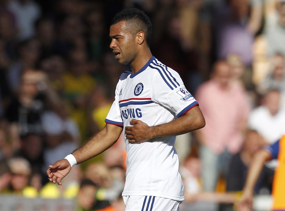 Ashley Cole leaving the field after suffering a rib injury while playing for Chelsea against Norwich last Sunday