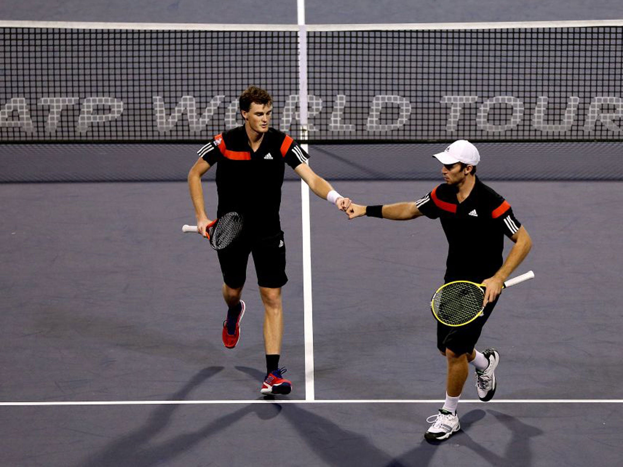 Jamie Murray (left) with partner John Peers in Shanghai on Saturday