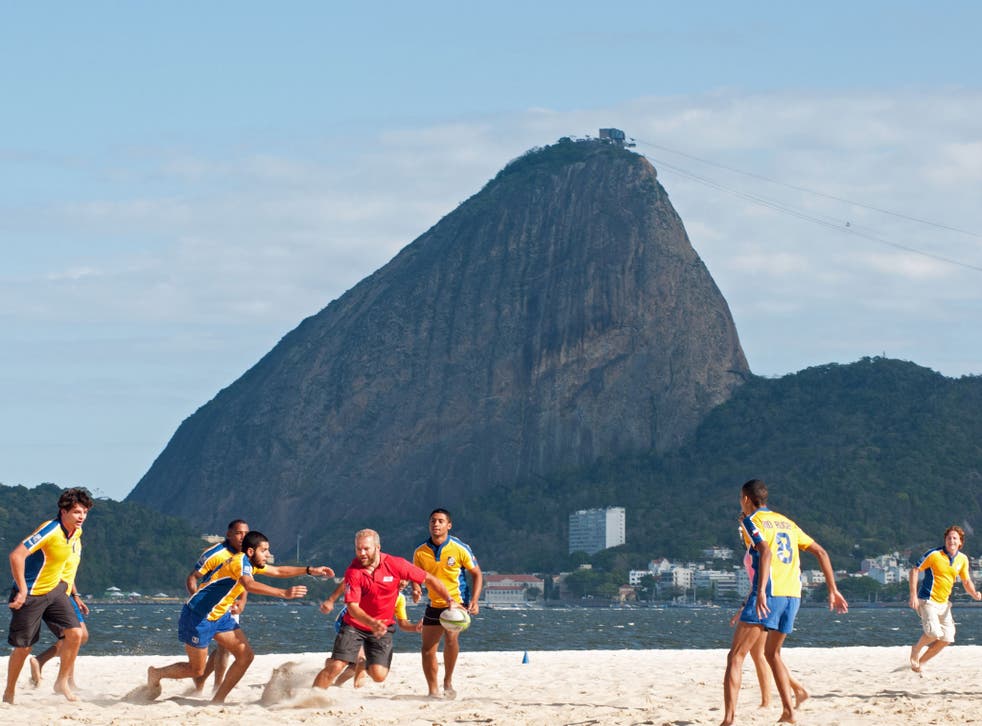 Ollie Phillips takes part in a skills session on Flamengo Beach