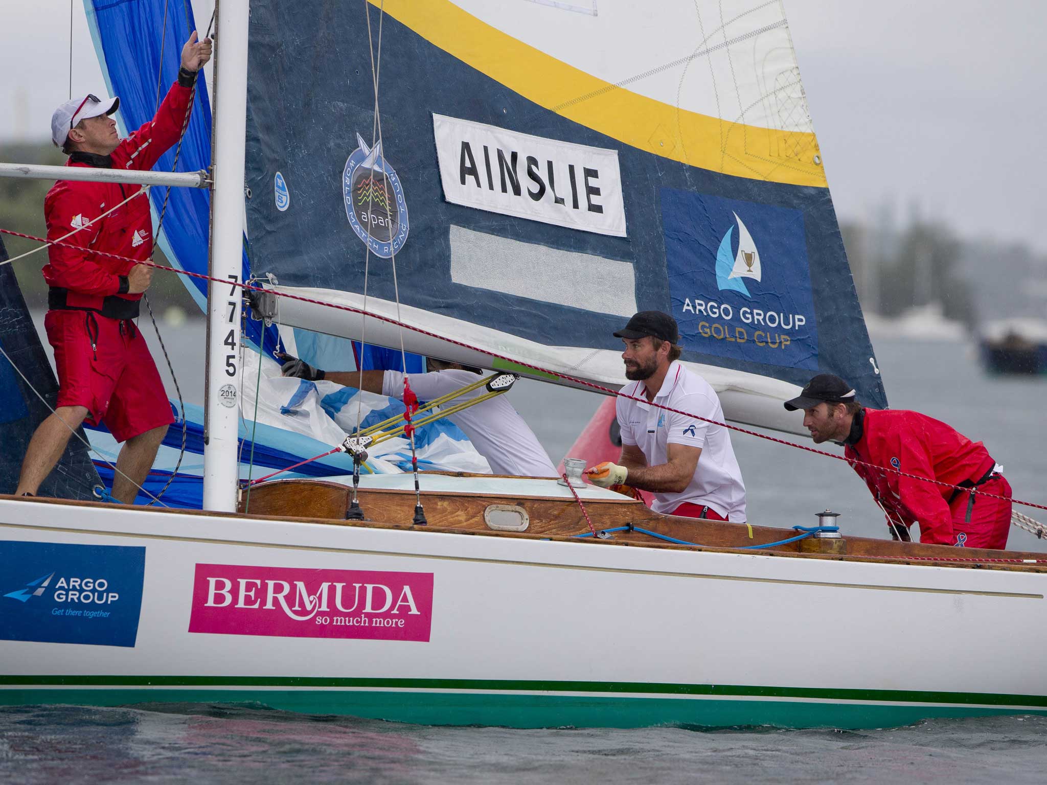 Ben AInslie (far right) and tactician Iain Percy, racing as Team BART, were pipped 2-3 in the final of the Argo Group Gold Cup grand prix as part of the Alpari World Match Racing Tour in Bermuda