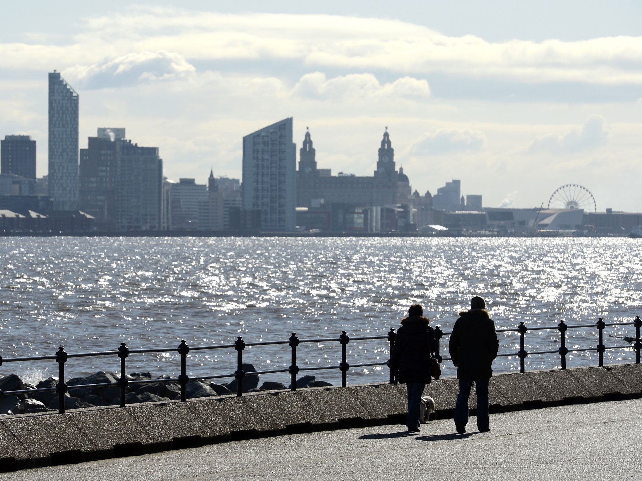 A toddler was rescued after falling into the River Mersey