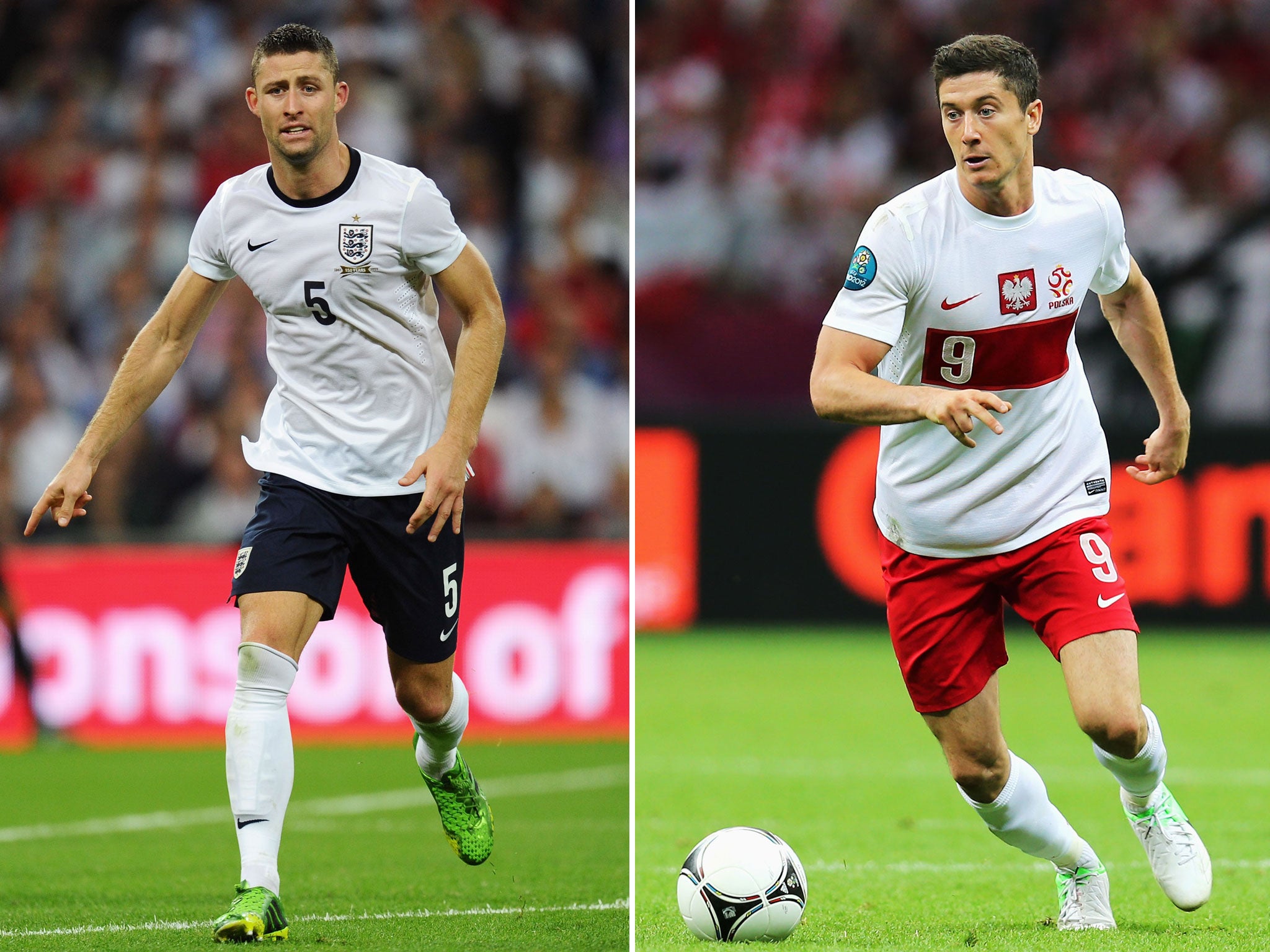 Gary Cahill v Robert Lewandowski: The Chelsea man’s form will be tested to the limit by Lewandowski's direct runs and clinical decision making (Getty)