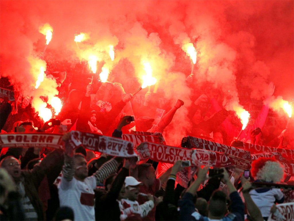 The Polish fans did their best to create an uncomfortable atmosphere