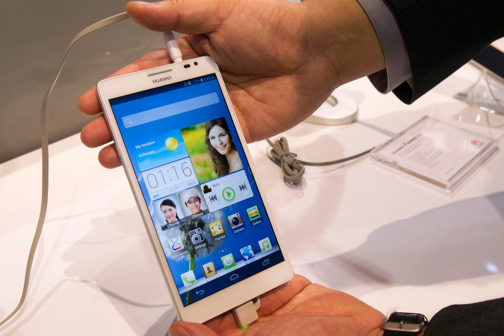 Huawei wishes to build their presence in the consumer market with high-end devices such as the Ascend Mate (above) shown during the Consumer Electronics Show in January 2013.