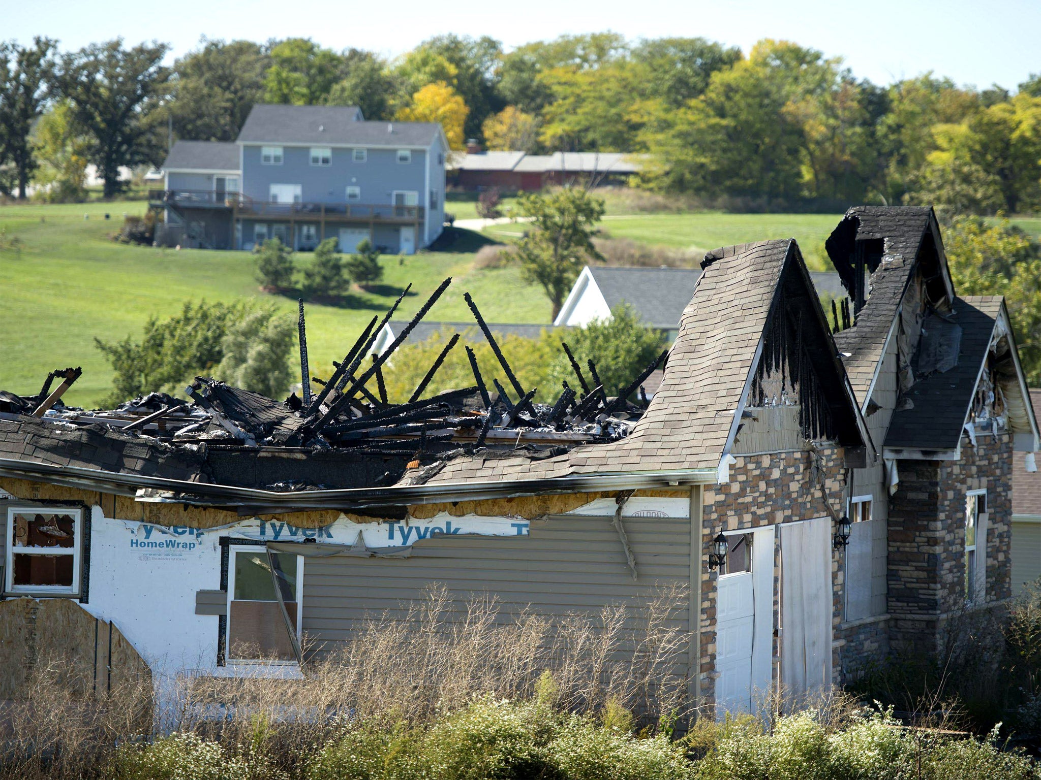 The charred remains of Melinda Coleman’s home in Maryville, Missouri