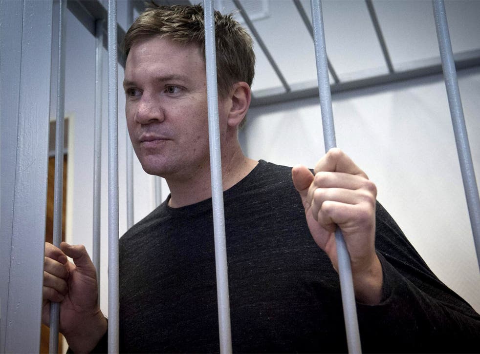 British Greenpeace International activist Anthony Perrett at the Court hearings, in Murmansk, Russia