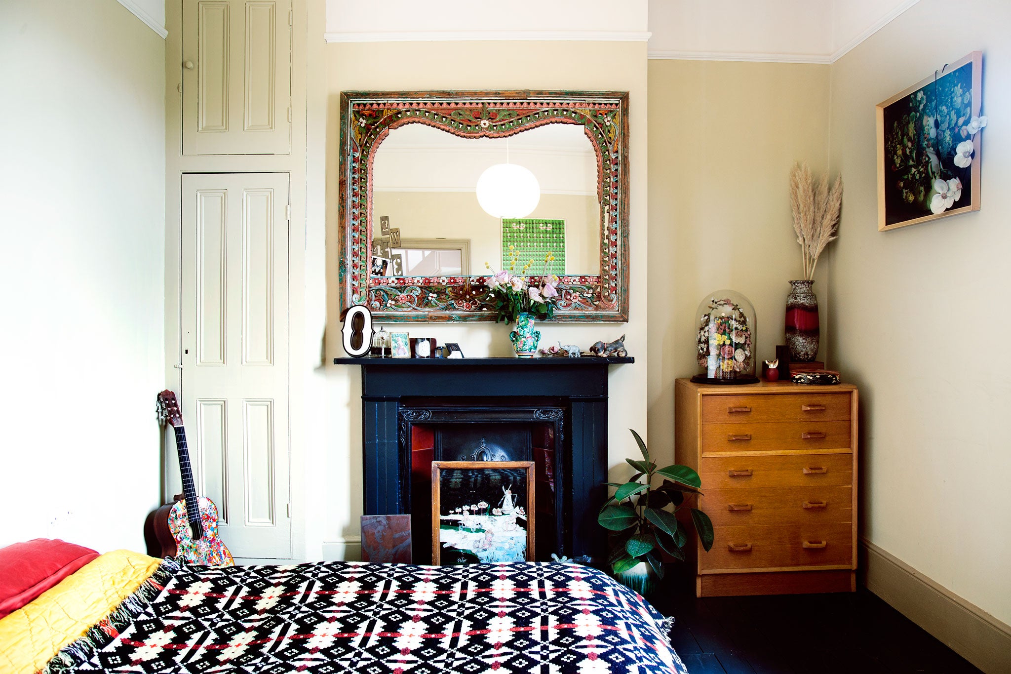 The spare room, complete with salvaged mirror