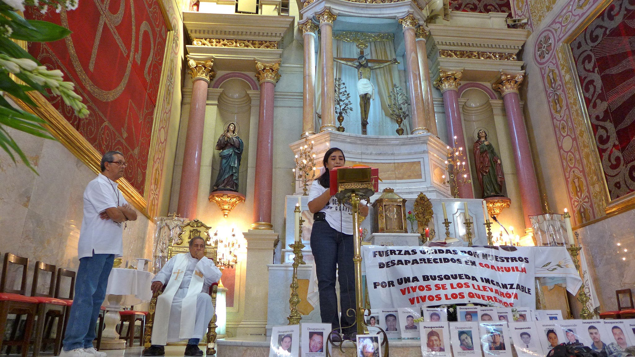 Fuundec co-founder Lourdes Herrera del Llano, pictured her at a rally at Saltillo cathedral