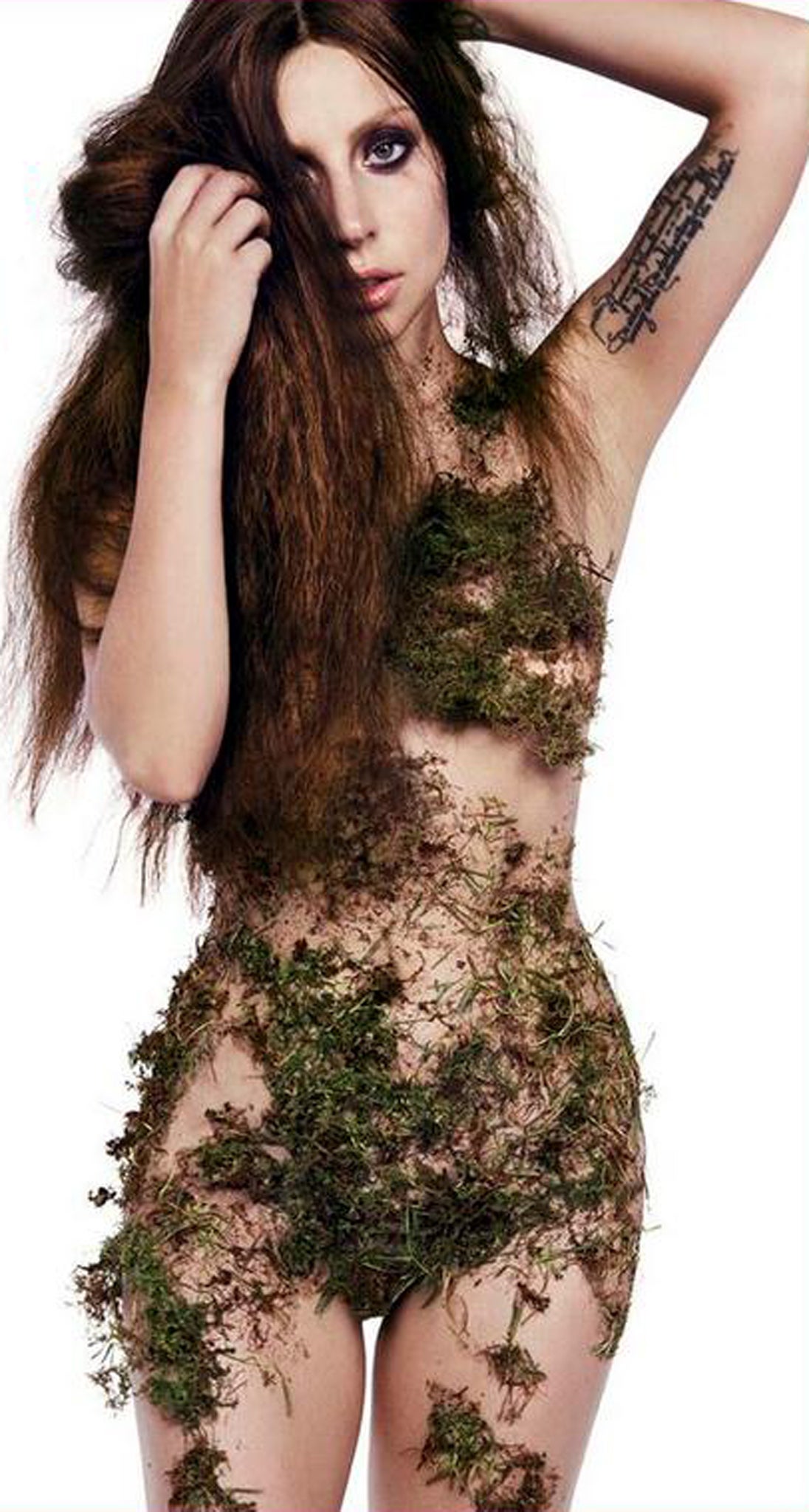 Lady Gaga wears a moss dress to promote her new single 'Do What U Want'