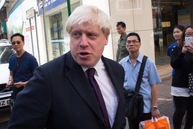 London Mayor Boris Johnson in Hong Kong on the final day of a week long visit to China to promote trade between the far east and London