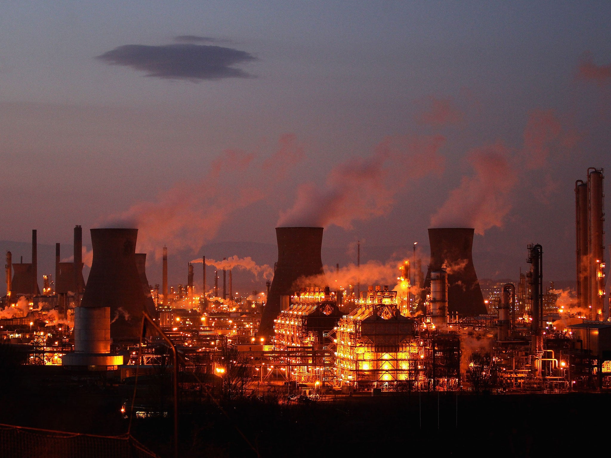 Grangemouth oil refinery on the Firth of Forth processes the fuel used in Scotland