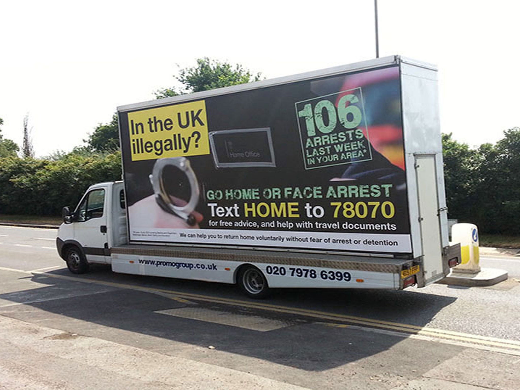 Mark Harper said the Home Office could extend the mobile advan posters nationwide