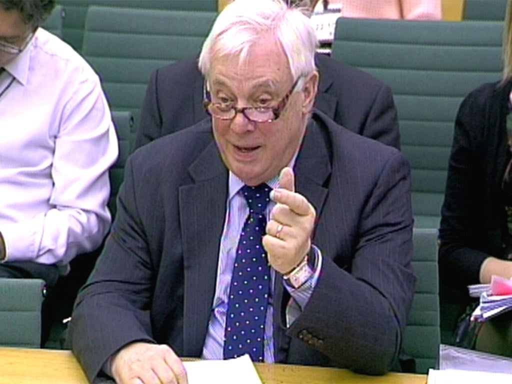 Lord Patten in front of the Culture, Media and Sport Select Committee