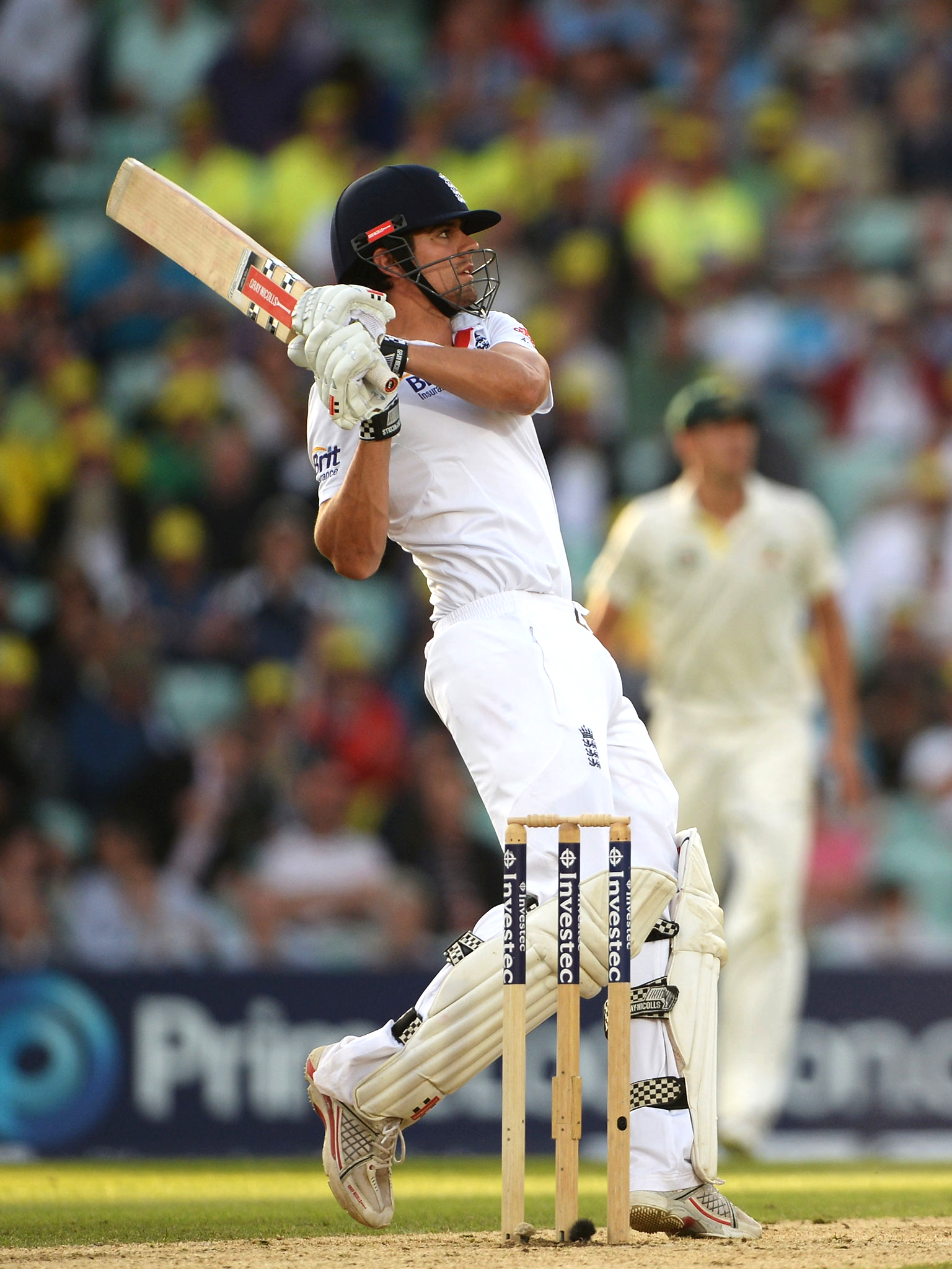 Alastair Cook hits out during the 5th Investec Ashes Test match 