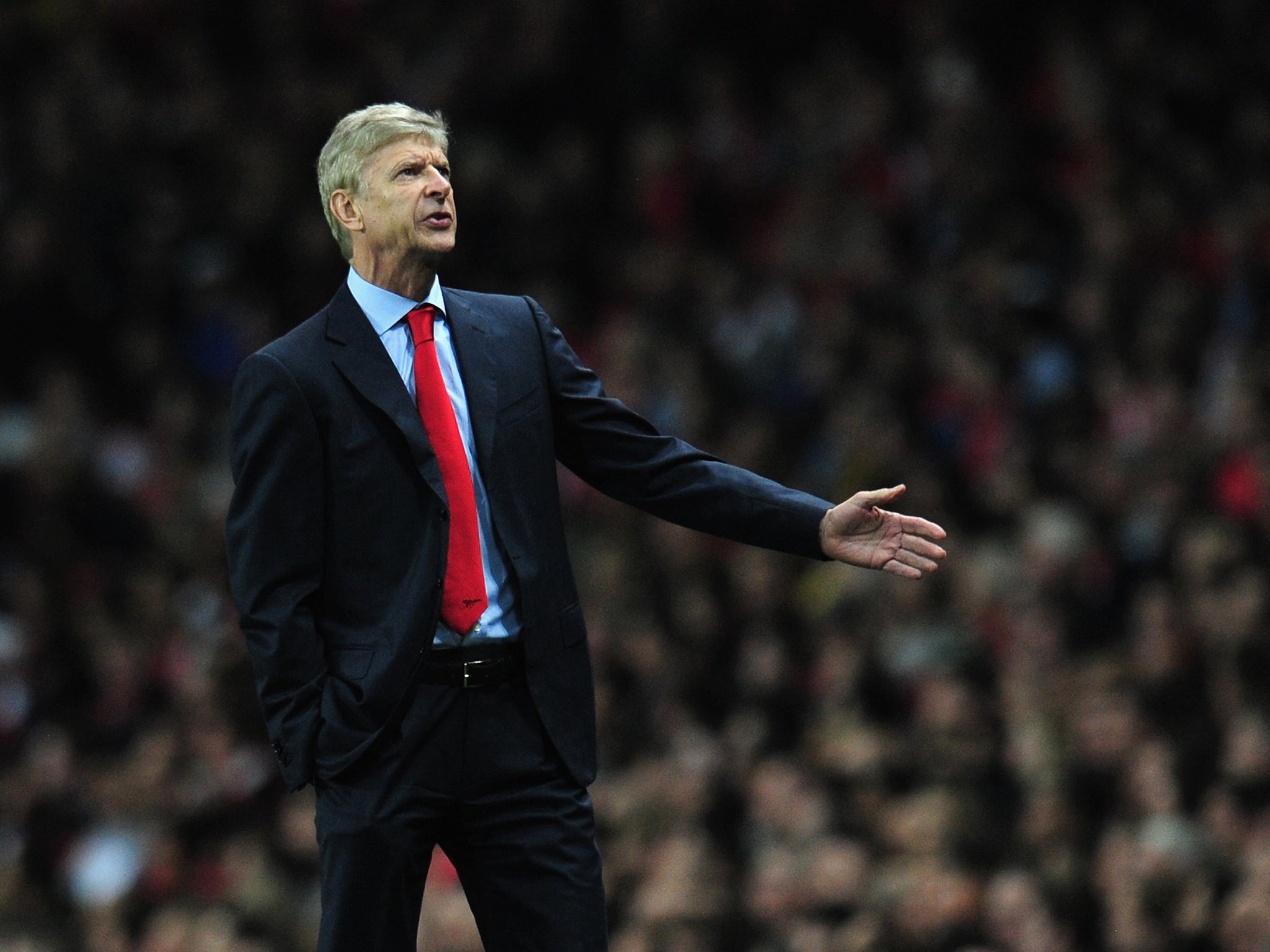 Arsene Wenger remonstrates on the touchline during the 2-1 defeat to Borussia Dortmund