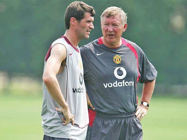Roy Keane and Sir Alex Ferguson together in more amiable times