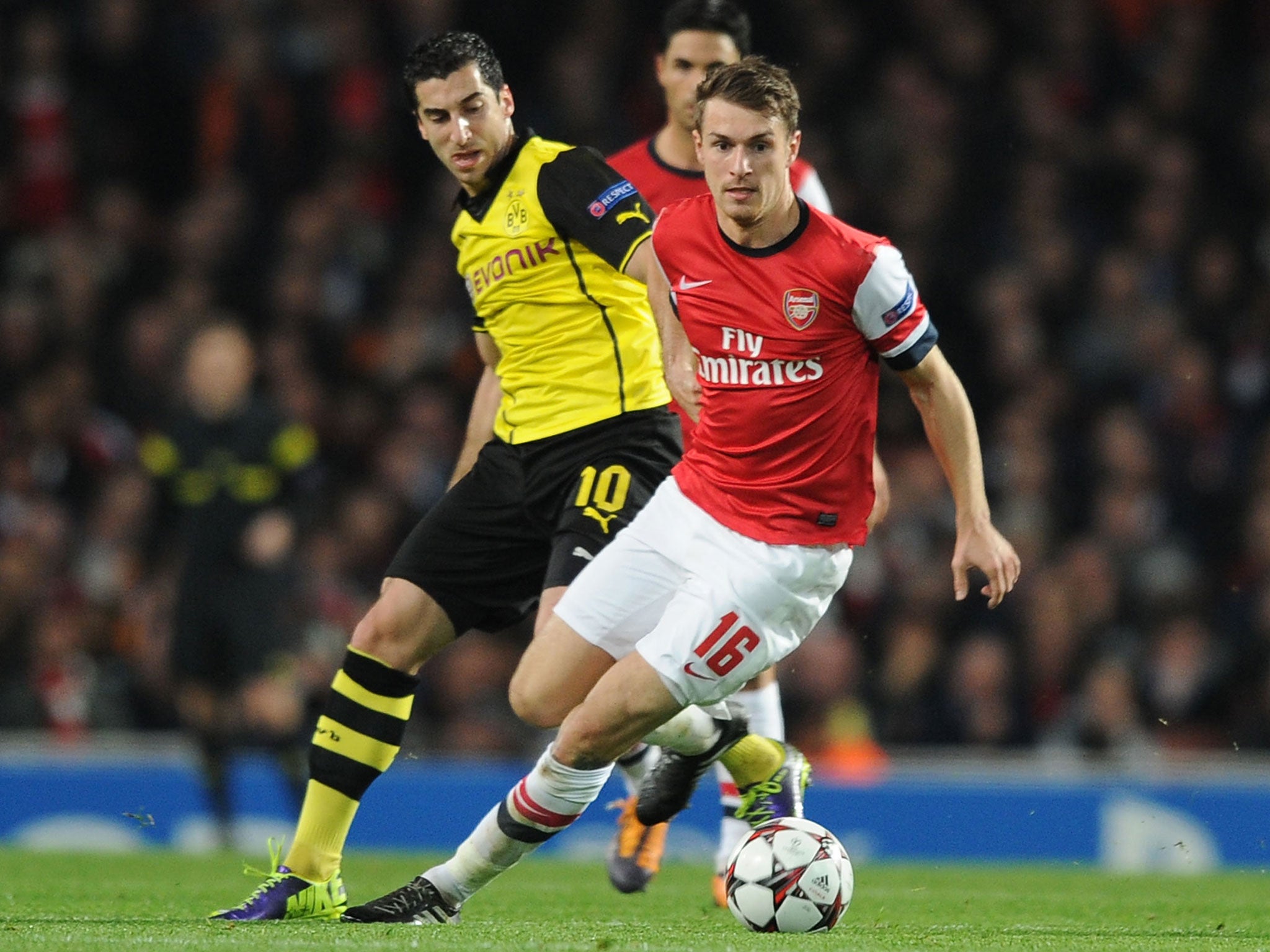 Aaron Ramsey turns on the ball during Arsenal's 2-1 home defeat by Borussia Dortmund on Tuesday