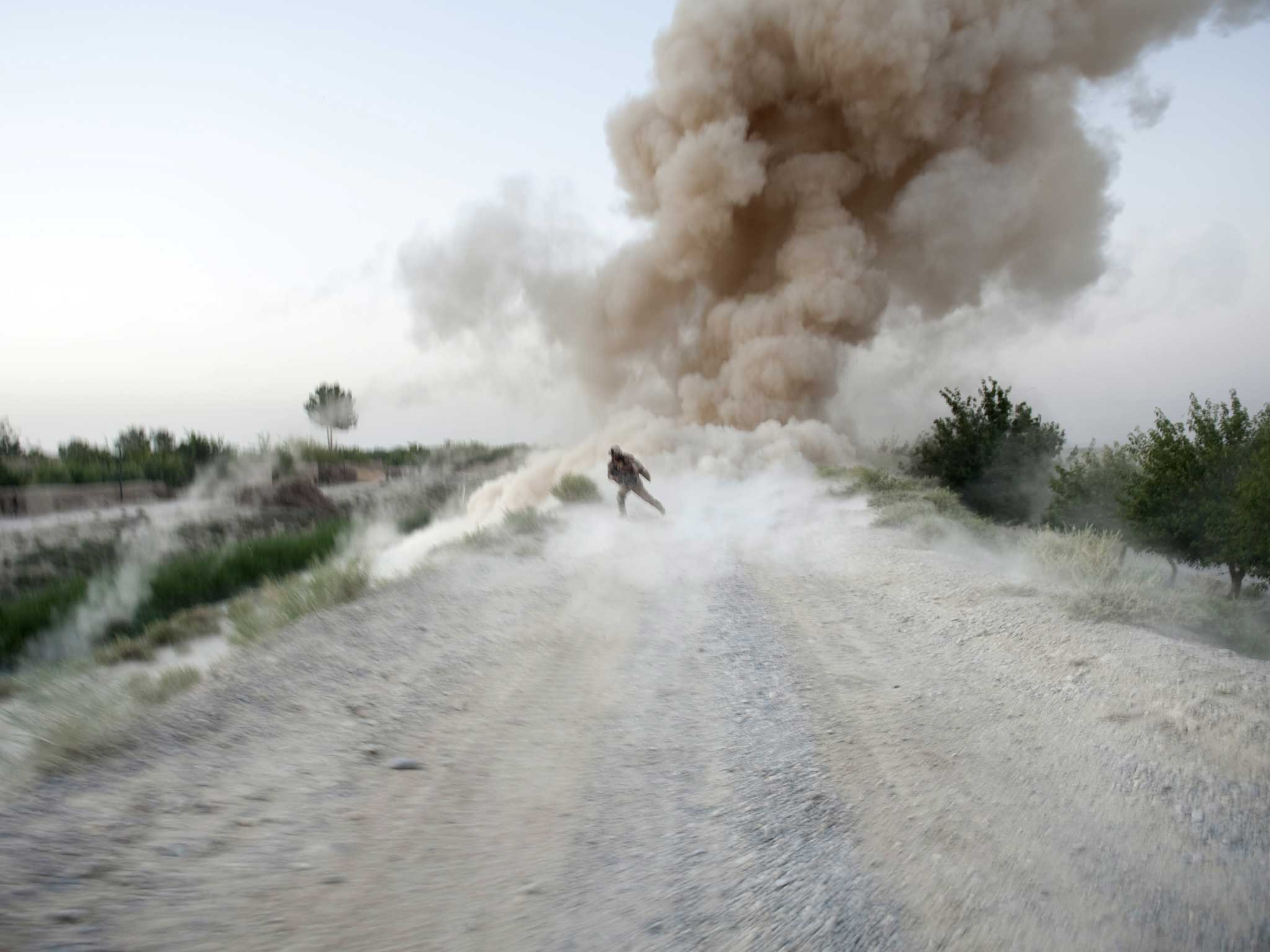 An IED explodes in Helmand province where the offence is alleged to have taken place two years ago