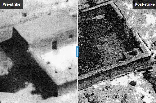 Pre- and post-strike surveillance images from a drone in North Waziristan, Pakistan on April 26, 2010.