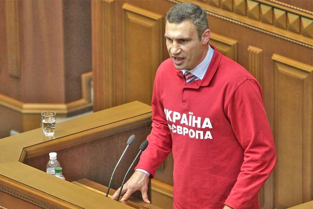 Vitali Klitschko at the Ukrainian parliament in Kiev