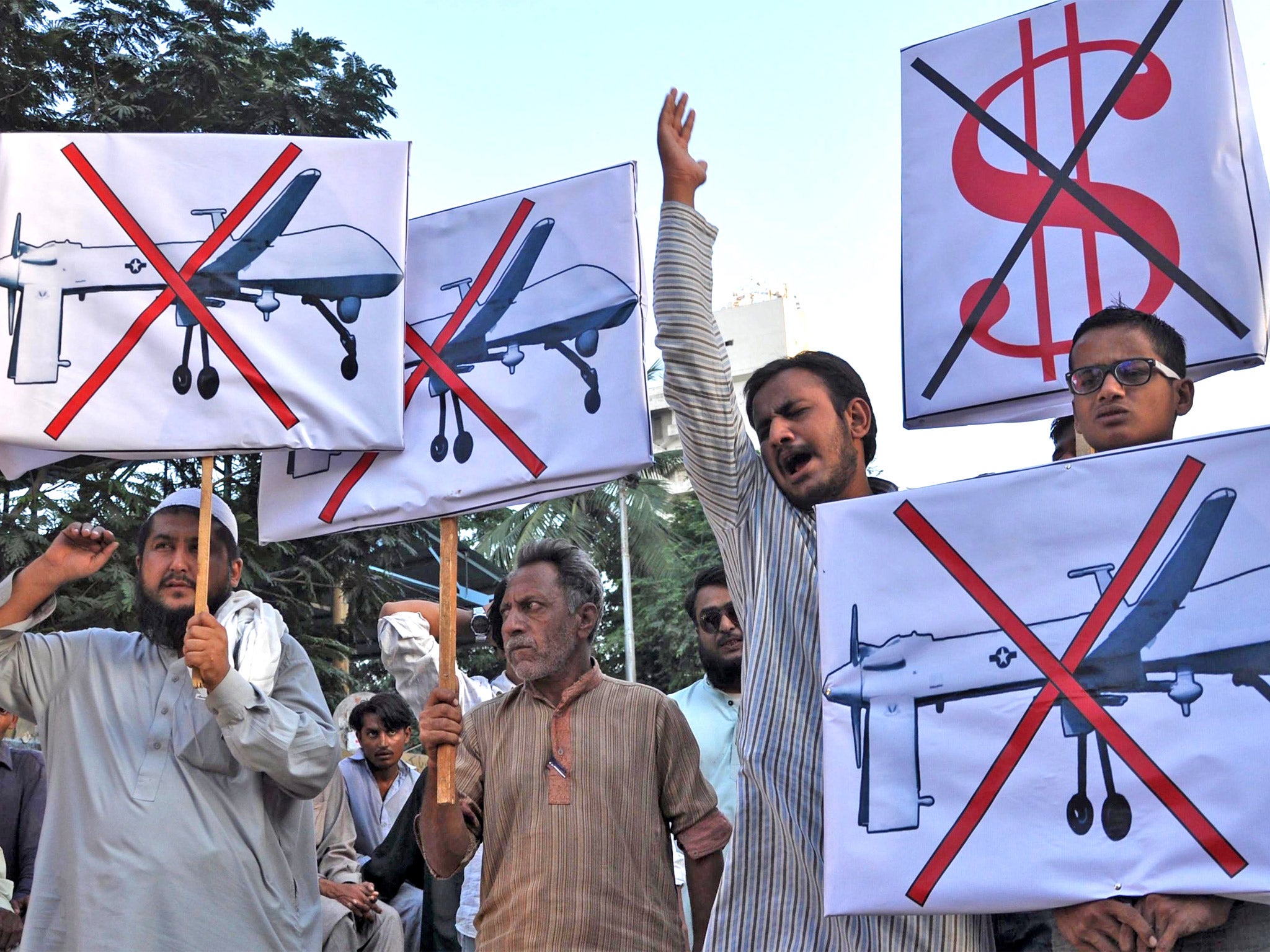 A protest in Karachi against drone strikes this month