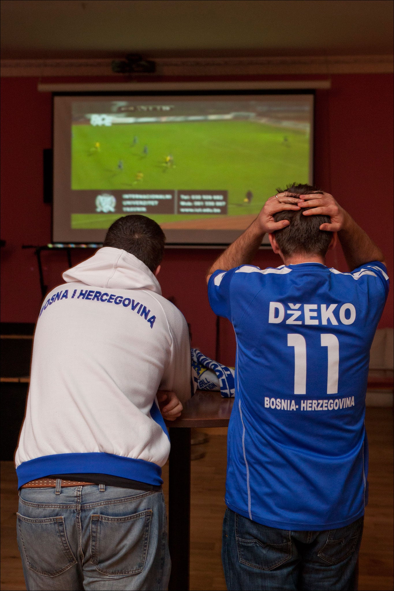 Fans watch tensely in west London as Bosnia play Lithuania in their World Cup qualifier match