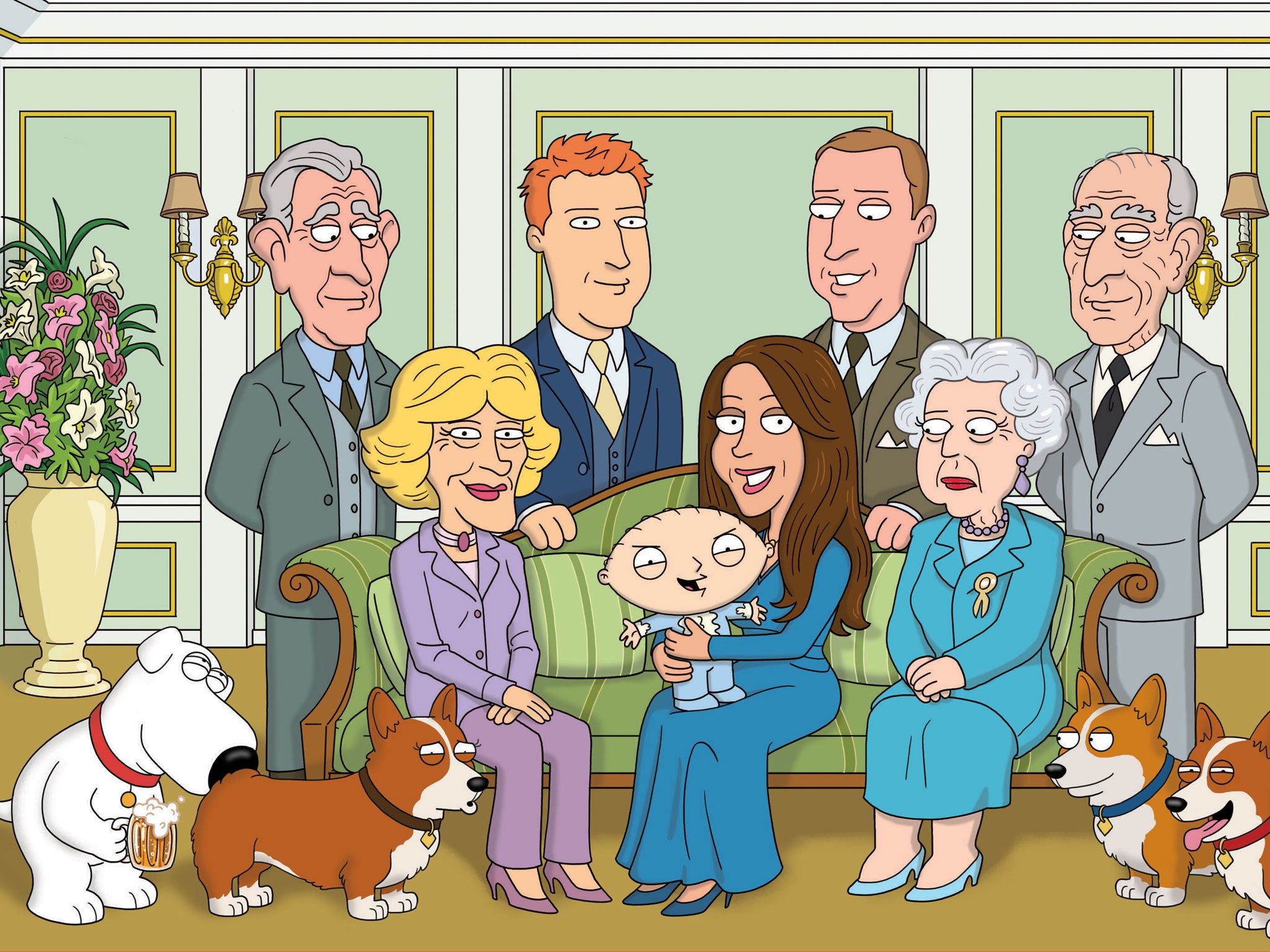 Family Guy spoofs the royal christening, with the cherubic Prince George replaced by the demonic Stewie