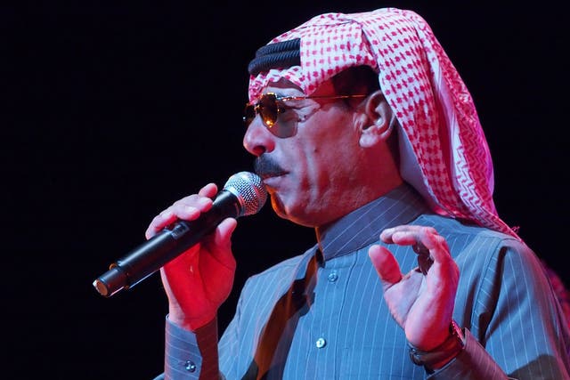Omar Souleyman seen here performing earlier this year in Texas at a benefit concert for victims of the Syrian conflict