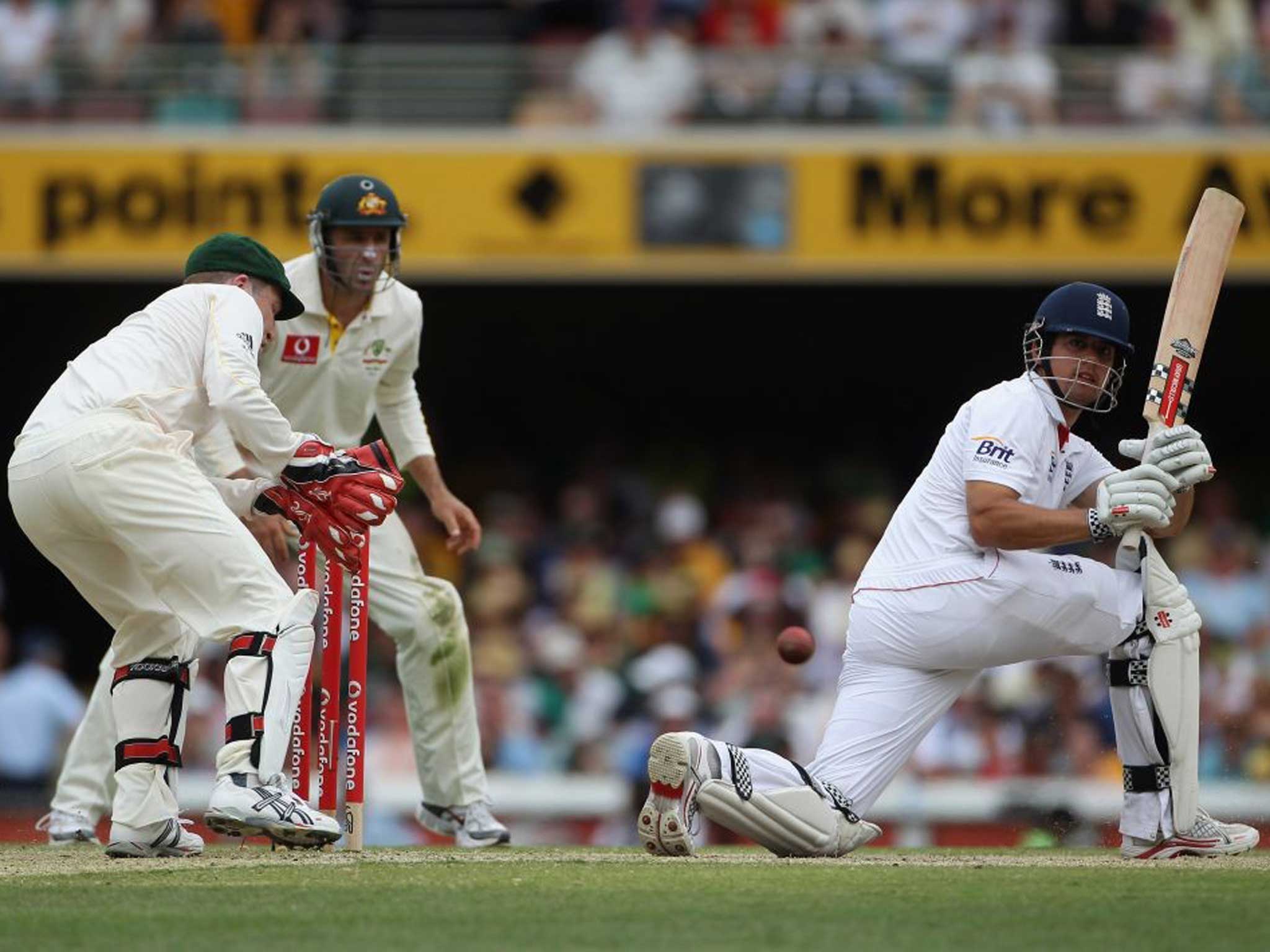 Dishing it out : Alastair Cook in prolific form in Brisbane on his superb last tour