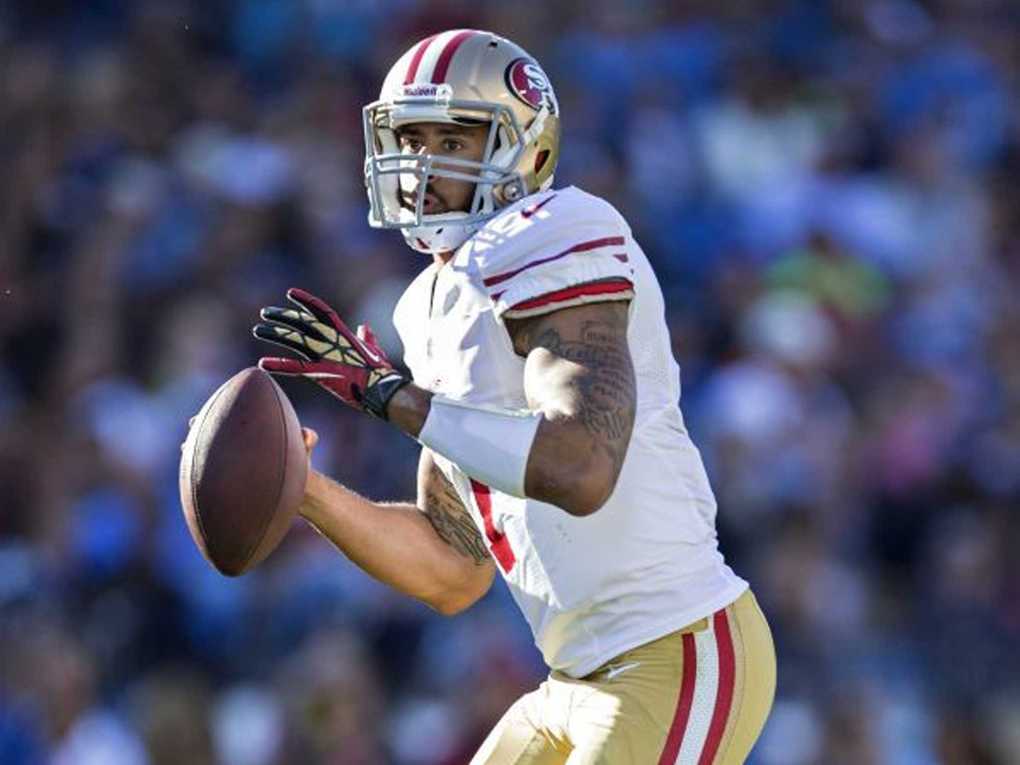 Throw back: Quarterback Colin Kaepernick leads the 49ers offense today