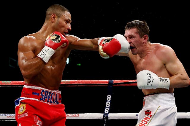 Kell Brook connects with Vyacheslav Senchenko in Sheffield