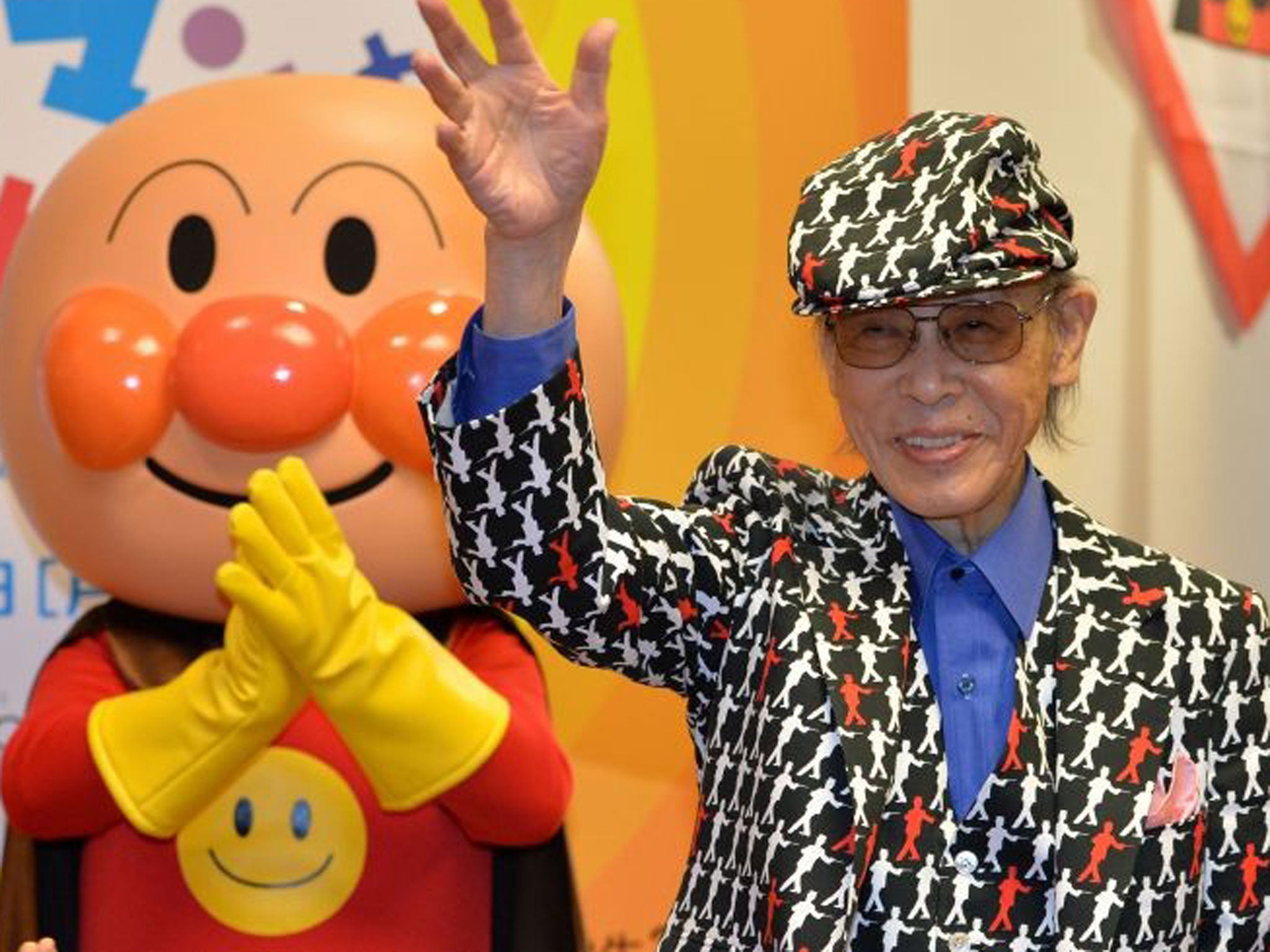 Yanase in May this year with his best-loved character Anpanman