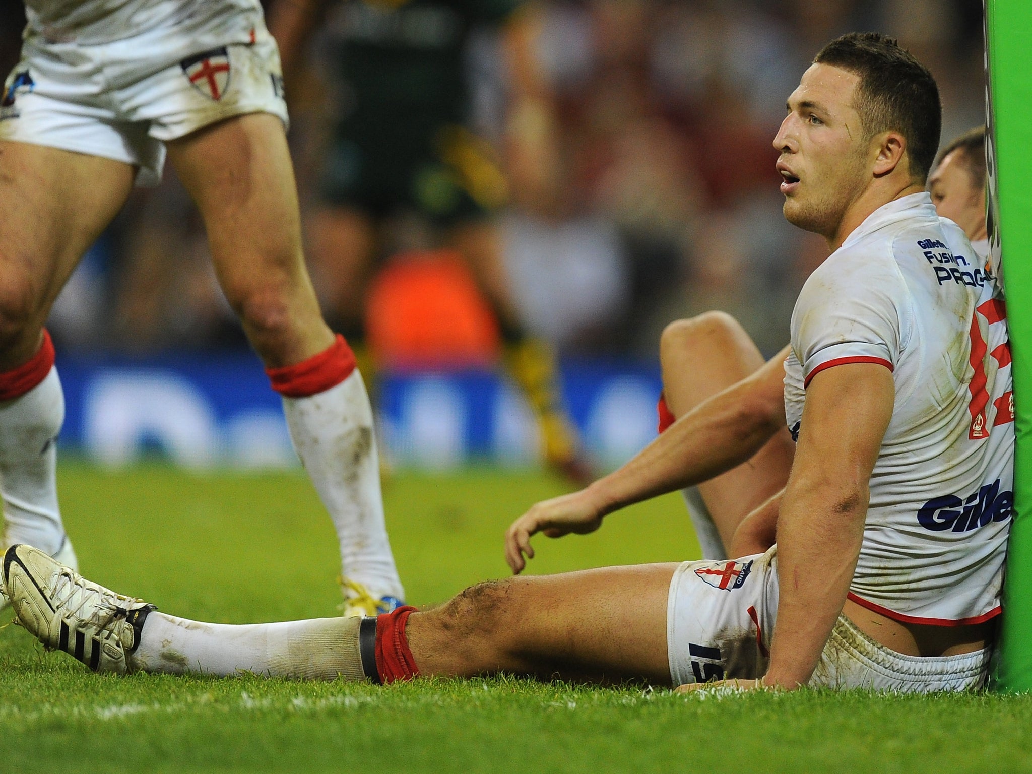 England will be without Sam Burgess for their World Cup match against Ireland after he was given a one-match ban for a high tackle on Australia's Sam Thaiday