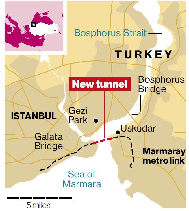 The tunnel, constructed under the Bosphorus straits, will connect the European and Asian sides of Istanbul