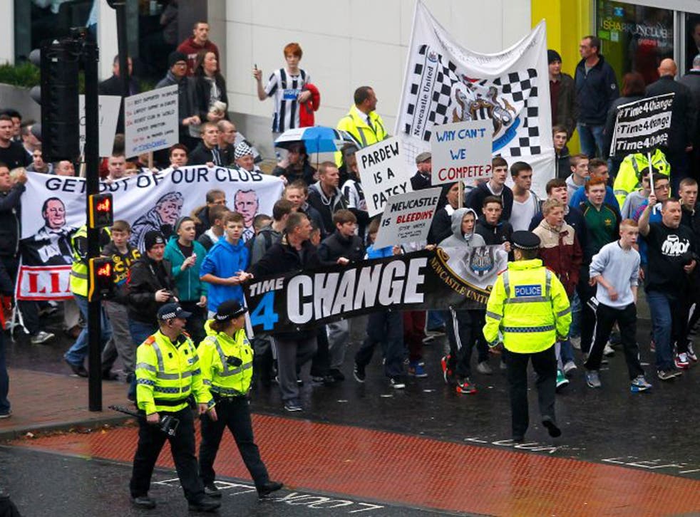 Newcastle United have banned local journalists from matches and press conferences after their coverage of this fans’ protest against owner Mike Ashley